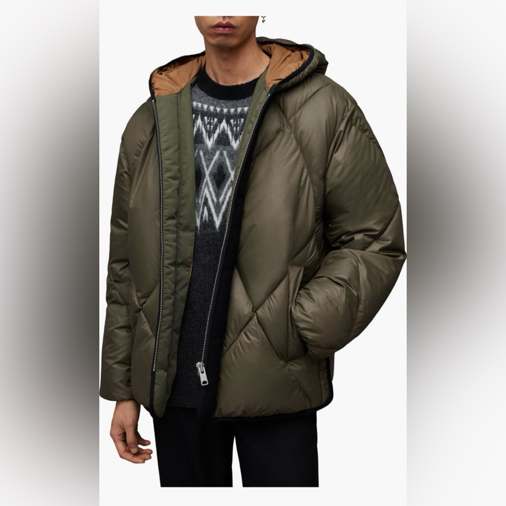 Allsaints Pegasis Hooded Nylon Puffer Coat Size Xs Br1
